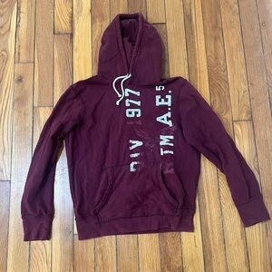 American Eagle Maroon Hoodie with White Lettering